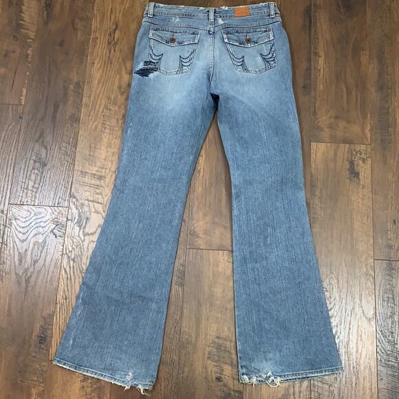 Tommy Jeans Distressed Embroidery Back Flap Pockets Bootcut Jeans - Picture 4 of 8